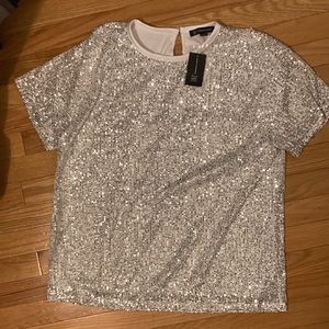 I.N.C silver and white sequin T-Shirt